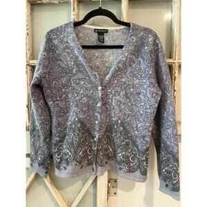 Alexandra Bartlett size large lambs wool & angora cardigan sweater